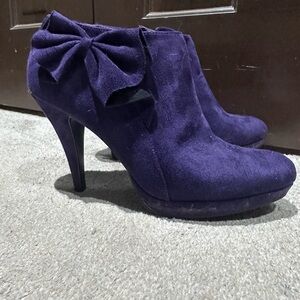 Impo Purple Heeled Ankle Boots with Bow
